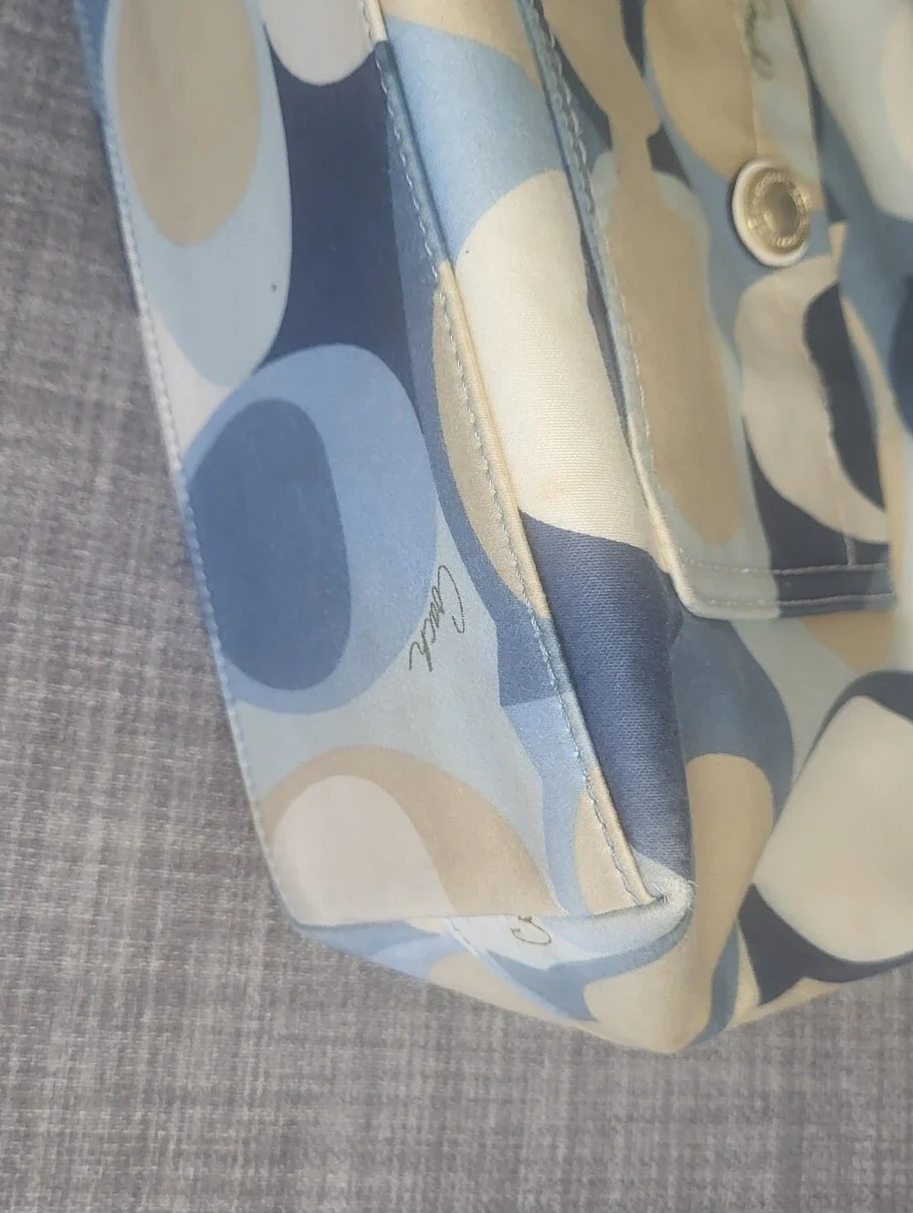 Coach Optic Signature Scarf Print Hobo Shoulder Bag 11955 Blue White Purse
